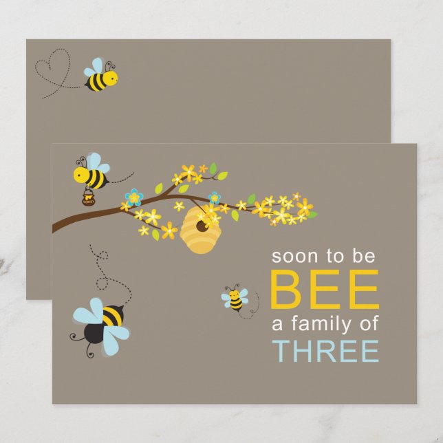 Invitación de Honey Bees Boy Blue (Anverso / Reverso)