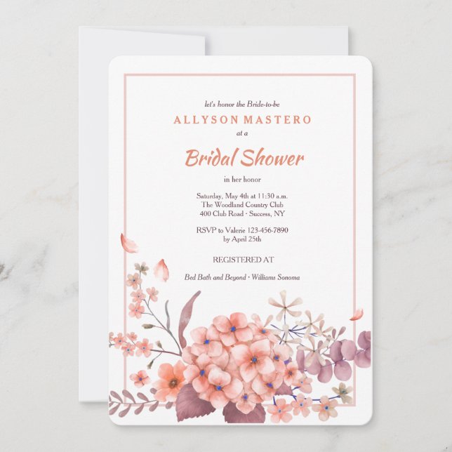 Invitación de Hortensia Coral (Anverso)