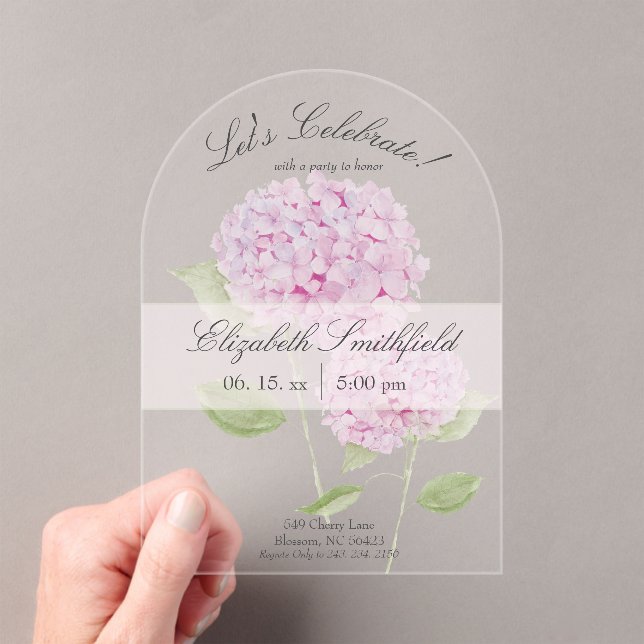Invitación de Hortensia Rosa Acuarela (Insitu (portátil))