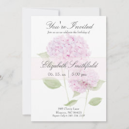 Invitación de Hortensia Rosa Acuarela
