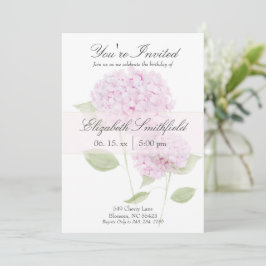 Invitación de Hortensia Rosa Acuarela