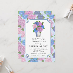 Invitación de Hortensias 5x7 (Tamaño A7) Azules y