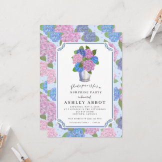 Invitación de Hortensias 5x7 (Tamaño A7) Azules y 