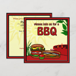 Invitación de Hotdog de BBQ Grill Picnic Hamburger