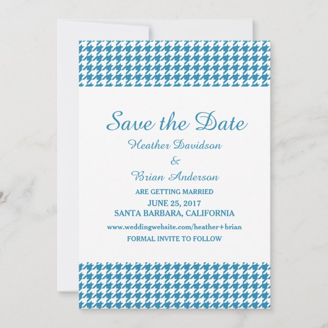 Invitación de Houndstooth para Guardar la Fecha, A (Anverso)