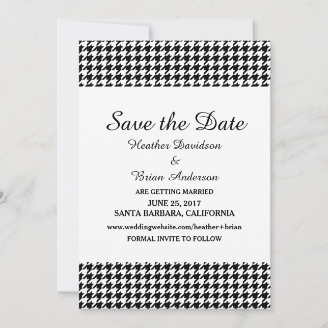 Invitación de Houndstooth para guardar la fecha, n (Anverso)