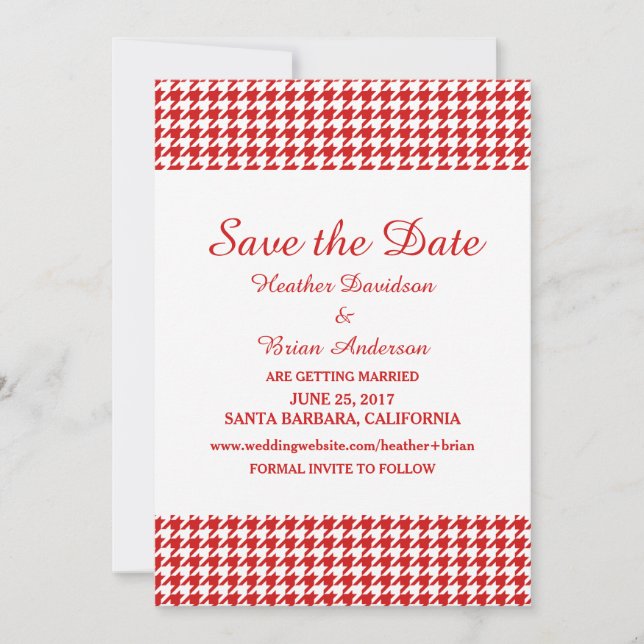 Invitación de Houndstooth para guardar la fecha, R (Anverso)