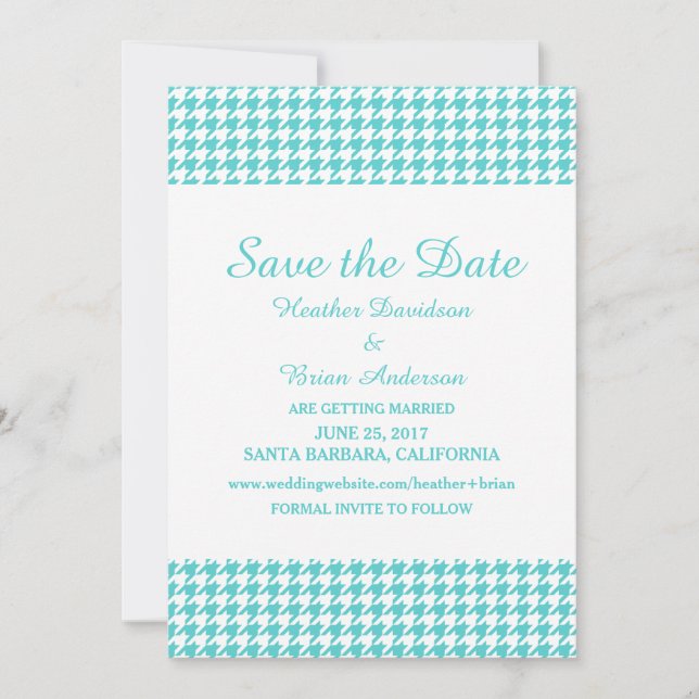 Invitación de Houndstooth para guardar la fecha, T (Anverso)
