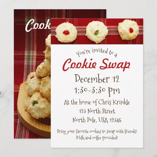 Invitación de Huellas de Cuadros Rojos para Interc (Anverso / Reverso)