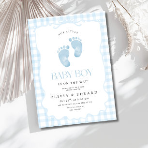 Invitación de Huellas Editable para Baby Shower de
