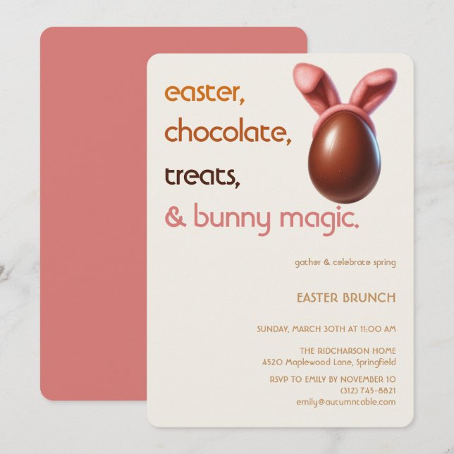 Invitación de Huevo de Chocolate de Pascua Fiesta  (Anverso / Reverso)
