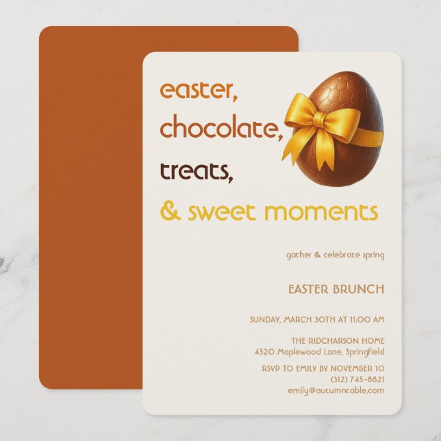 Invitación de Huevo de Chocolate de Pascua Fiesta  (Anverso / Reverso)