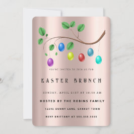 Invitación de Huevos de Pascua Cute Golden Rose