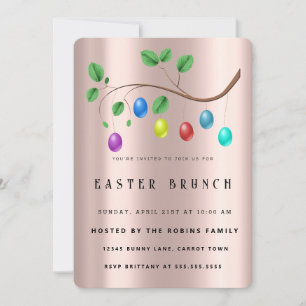 Invitación de Huevos de Pascua Rosa Dorada Linda
