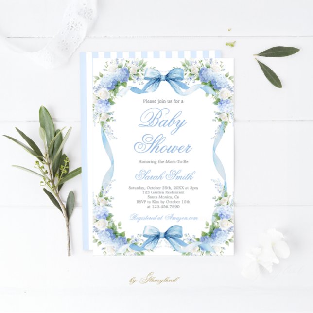 Invitación de Hydrangea Baby Shower Boy (Subido por el creador)