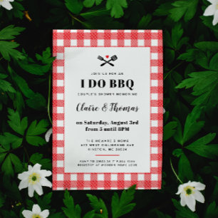 Invitación de I Do BBQ con tela a cuadros para pic