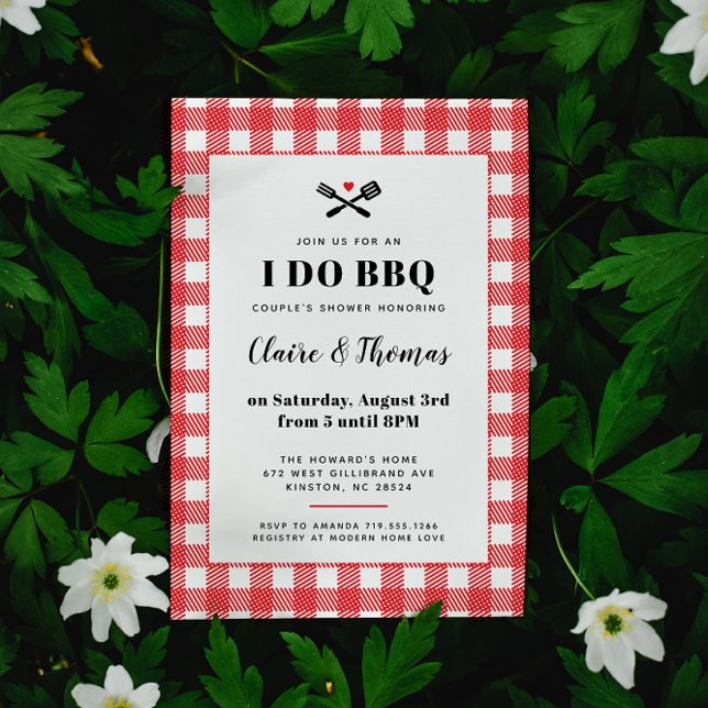 Invitación de I Do BBQ con tela a cuadros para pic (Subido por el creador)