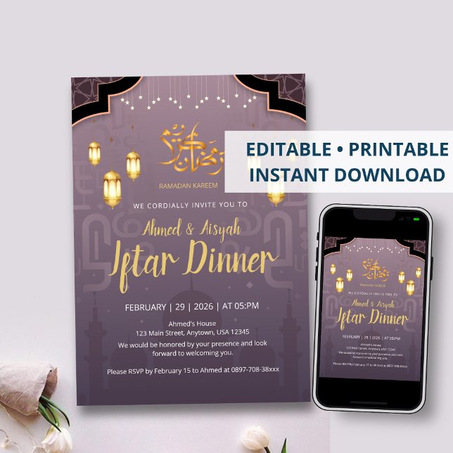 Invitación de Iftar con Linternas Islámicas Purpur (Subido por el creador)