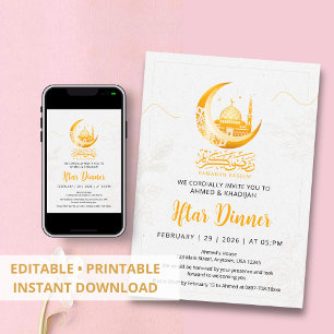 Invitación de Iftar de Luna y Mezquita de Oro Artí