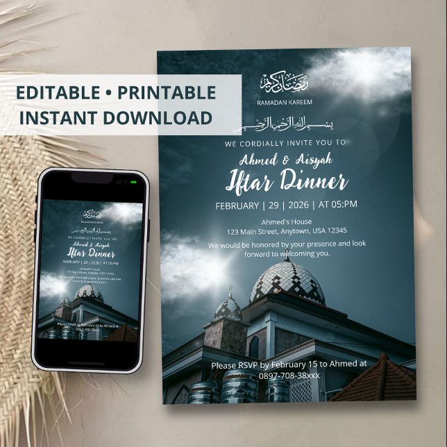 Invitación de Iftar de Ramadán con la cúpula de la (Subido por el creador)