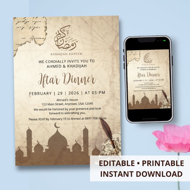 Invitación de Iftar de Ramadán con Mapa Antiguo y  (Subido por el creador)