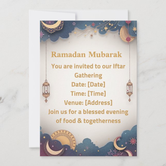 Invitación de Iftar de Ramadán | Elegante oro islá (Anverso)