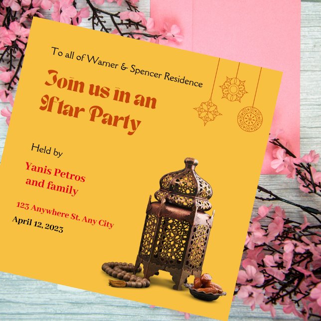 Invitación de Iftar de Ramadán Minimalista Naranja (Subido por el creador)