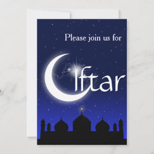 Invitación de Iftar Party con Silueta de Mezquita 