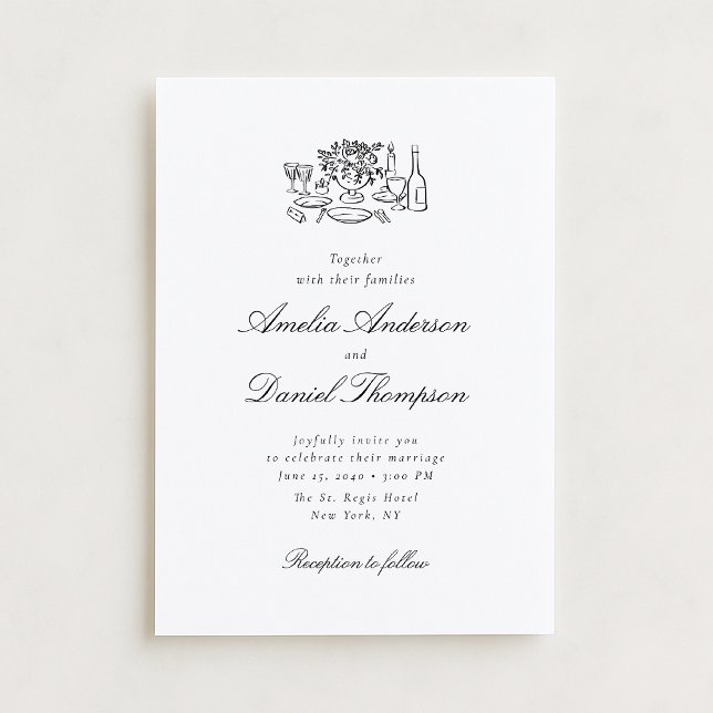 Invitación de ilustración de mesa de boda elegante (Subido por el creador)