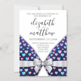 Invitación de imán elegante con lazo y motas de co