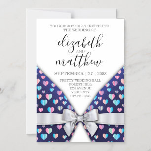 Invitación de imán elegante con lazo y motas de co
