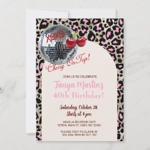 Invitación de impresión de animal leopardo rosa Ch