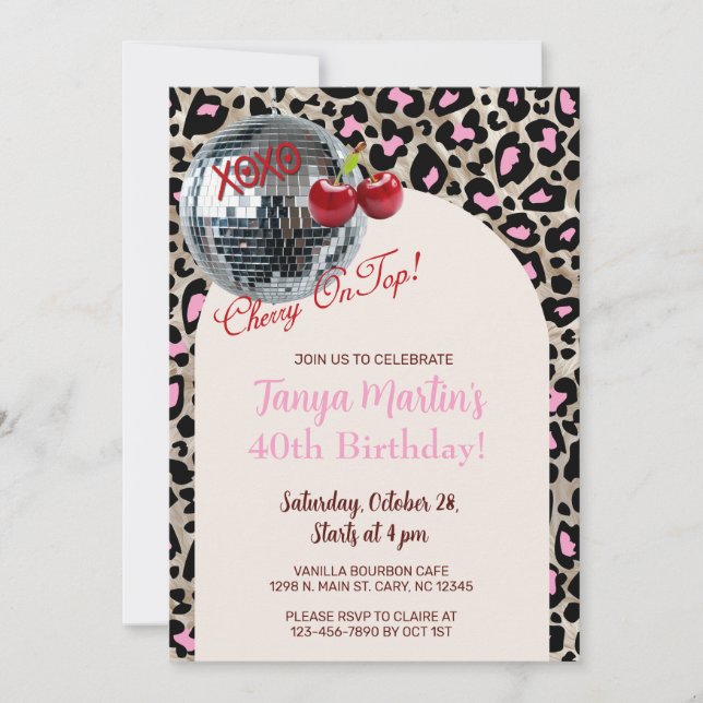 Invitación de impresión de animal leopardo rosa Ch (Anverso)