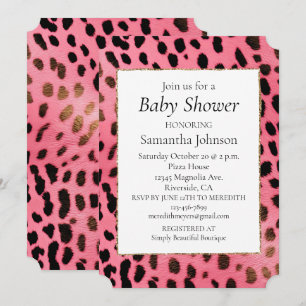 Invitación de impresión de Leopardo Negro Girly Pi