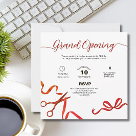 Invitación de inauguración con corte de cinta roja