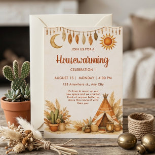 Invitación de inauguración de casa Boho Chic