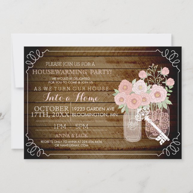 Invitación de inauguración de casa con aspecto de  (Anverso)