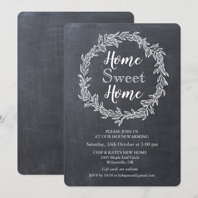 Invitación de inauguración de casa con corona de t (Anverso / Reverso)