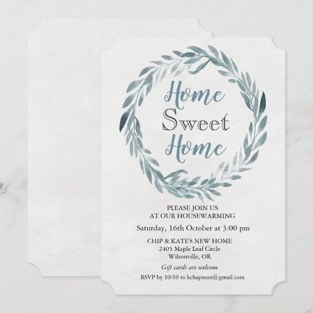 Invitación de inauguración de casa con corona rúst (Anverso / Reverso)