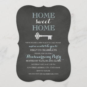 Invitación de inauguración de casa con pizarra cla