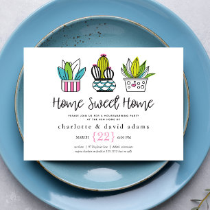 Invitación de inauguración de casa con plantas en