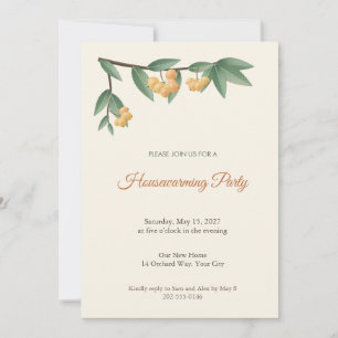 Invitación de inauguración de casa con rama de nís
