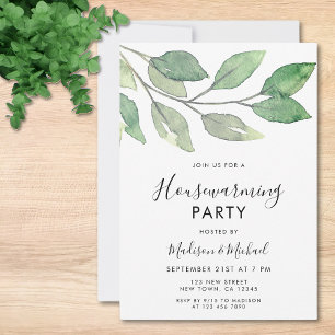 Invitación de inauguración de casa con vegetación