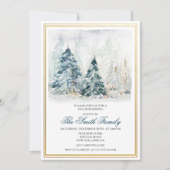 Invitación de inauguración de casa de invierno con (Anverso)