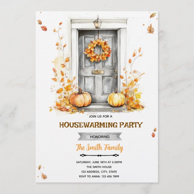 Invitación de inauguración de casa de otoño (Anverso)
