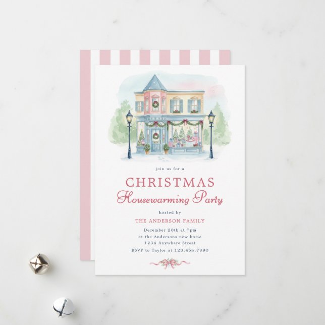 Invitación de inauguración de casa en Navidad con  (Anverso/Reverso In Situ)