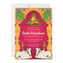 Invitación de inauguración de casa india Gruhaprav