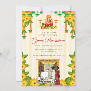 Invitación de inauguración de casa india Gruhaprav