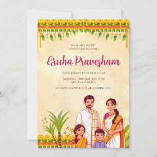 Invitación de inauguración de casa india Gruhaprav
