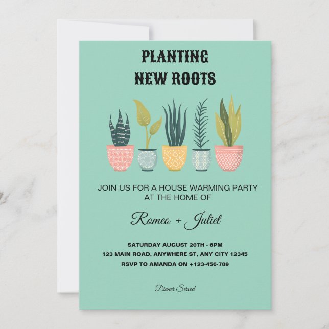 Invitación de inauguración de casa Planting New Ro (Anverso)